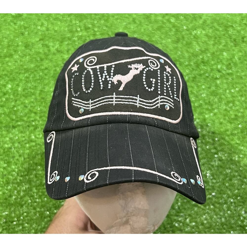 Vintage Women’s Western Hat Rodeo Bronc Riding Cap Y2K Cowgirl M&F Bling Stripe